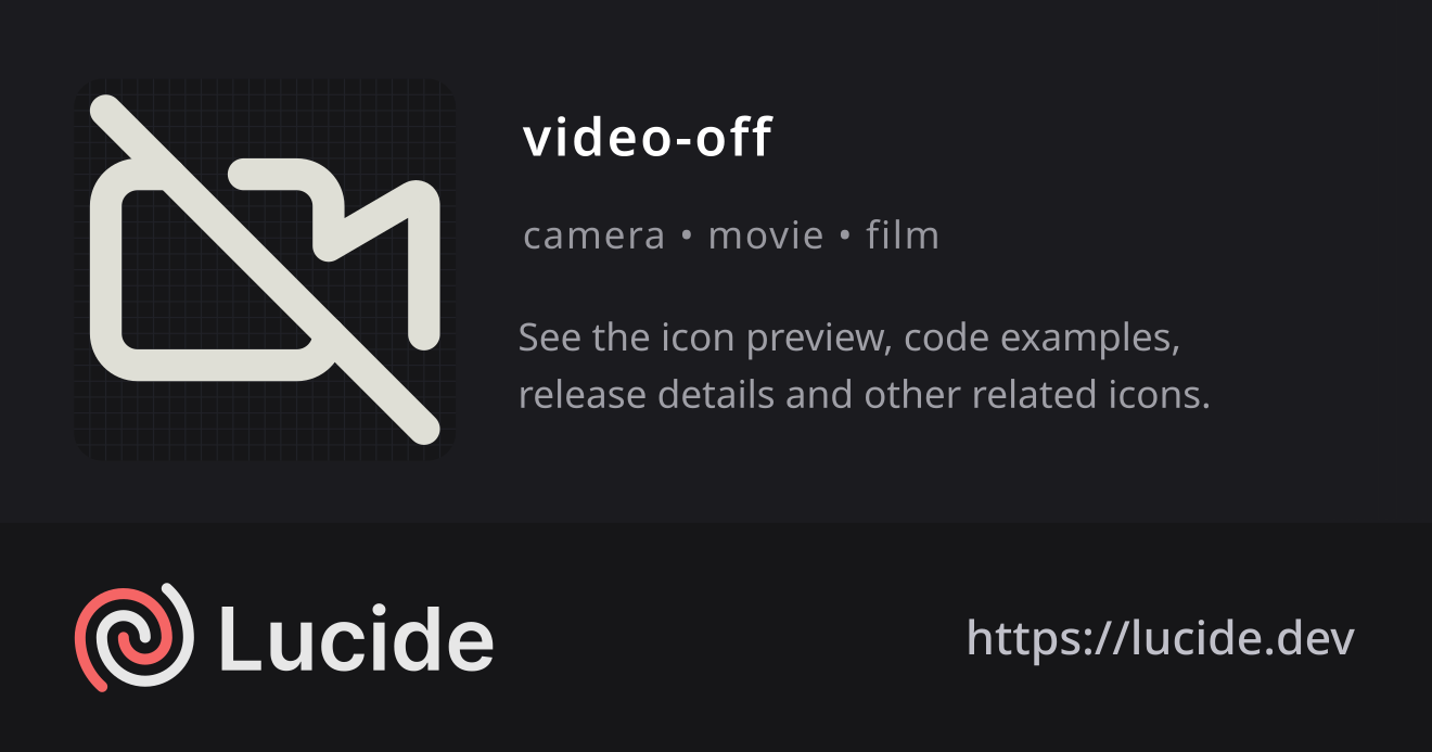 video-off icon details – Lucide